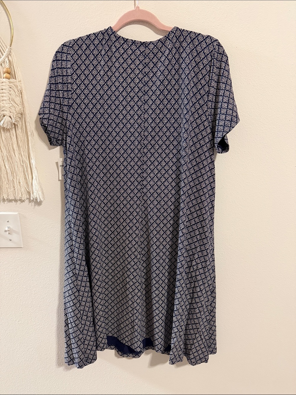 NWT Old Navy XL Navy Printed Short Sleeve A-Line Dress - Picture 4 of 4